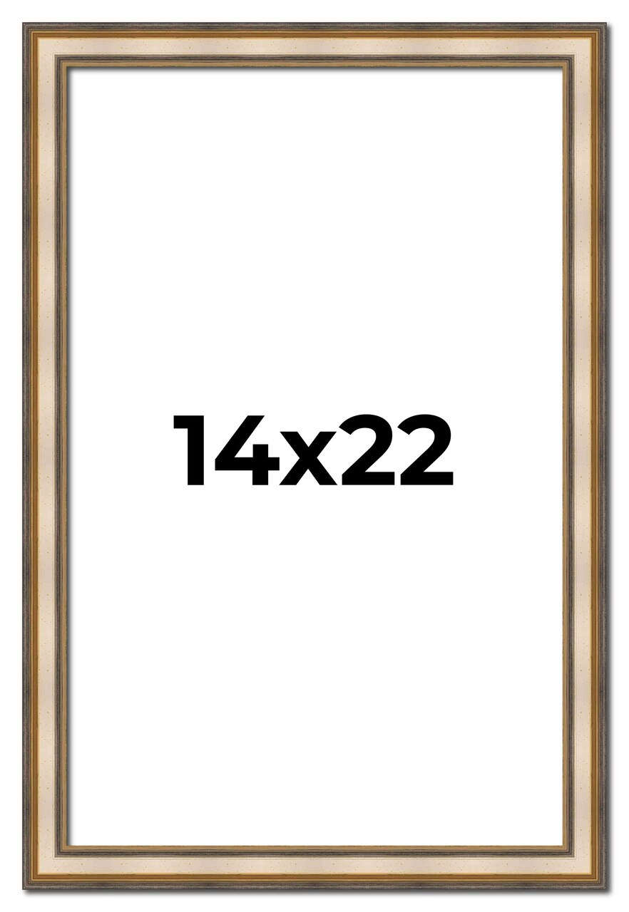 14x22 Refined Picture Frame with UV-Resistant Acrylic & Acid Free Backing, Available in 5 Finishes - Black, Blue, Gold, Silver, and White